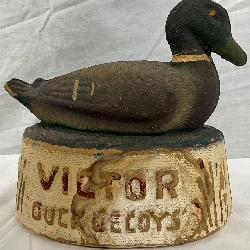 Rare 6×5  Early Paper Mâché Victor Duck Decoy Counter Display