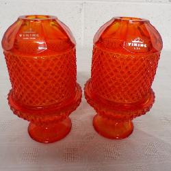 Vntg. Viking Amberina Fairy lamps
