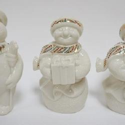 1014	LENOX CHINA JEWELS COLLECTION CA 1990S, GROUP OF 3 SNOWMAN  FIGURES ,  TALLEST APPROXIMATELY 7 
