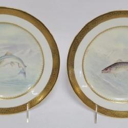 1134	LENOX FISH PLATES FOR TIFFANY & CO, ARTIST SIGNED EA DELAN, EACH APPROXIMATELY 9 IN