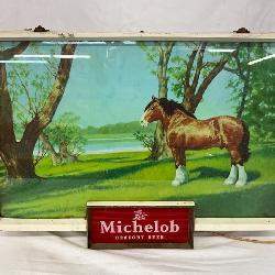 Glass Front Michelob Light-Up Advertising Display with Horse Scene