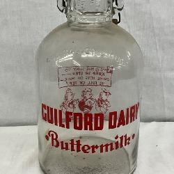 1-Gallon Embossed Glass Milk Jug with Guilford Dairy Buttermilk Graphics