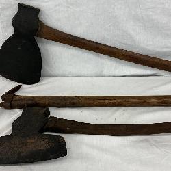 3 Vintage Hand Axes with Wooden Handles