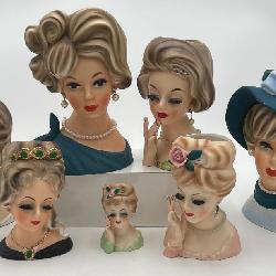 Collection of Lady Head Vases