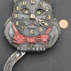 Lot # : 46 - Vintage Lux Black Cat Wall Clock