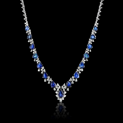 Natural Blue Sapphire and Diamond Necklace