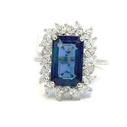 Blue Sapphire and Diamond Ring
