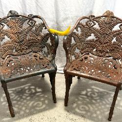 Lot # : 79 - HEAVY Victorian Cast Iron Fern Garden Chairs
