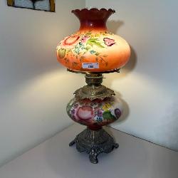 Vintage Floral Hurricane Lamp
