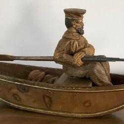 M - FRENCH CANOE PADDLE STAMP & PEN INKWELL
