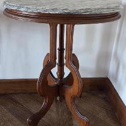M - ANTIQUE VICTORIAN MARBLE TOP PEDESTAL TABLE