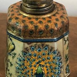 M - 1930'S SIGNET PEACOCK BLUE INKWELL (E148)
