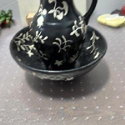 Ceramic boho pitcher & bowl