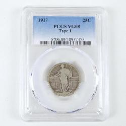 1917 Standing Liberty quarter. PCGS graded VG 08