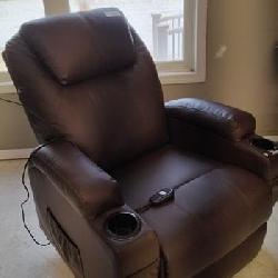 Brown Reclining Power Lift Massage Chair
