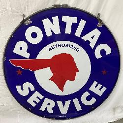 42in. DSP  ‘Pontiac Service’ Sign by Walker & Co. w/Ring & Brackets 