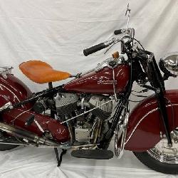 Org. 1947 Indian Chief Motorcycle with V-Twin Engine, Burgundy Finish, Chrome, 