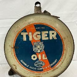 5g. Tiger Oil Rocker Can by Gamble Auto Supply Company