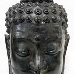 1003	LARGE BRONZE HOLLOW BUDDHA HEAD, APPROXIMATELY 36 IN H
