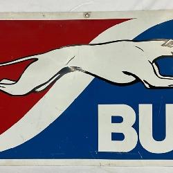 Double-Sided Metal Greyhound Bus Sign, 48in x 24in