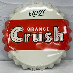 18in. Emb. Orange Crush Metal Cap Sign, Stout Sign Co.