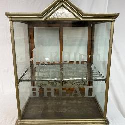 Hardie’s Bread Display Case with Glass Panels and Metal Frame