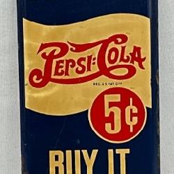 Pepsi-Cola Double Dot Metal Door Sign, 3 x 10 