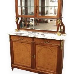 161-1 Antique French inlaid marble top and bronze buffet curio www.SouthJerseyAuction.com
