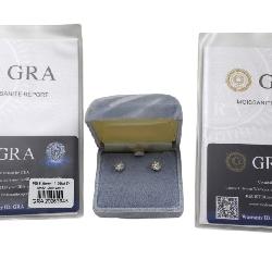 379-1 Stunning round moissanite 2ct stud earrings with GRA's