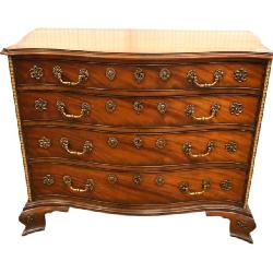 Lot 506:RARE Baker Furn. serpentine elaborate chest Rogers