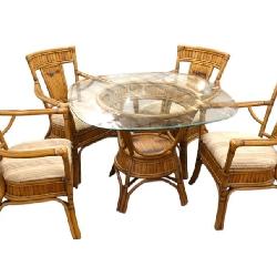 Lot 524:Quality rattan 5 piece dining set, bevel glass top table and 4 chairs