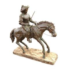 Lot 644:Large bronze warrior on horseback attributed to Pierre Jules Mene