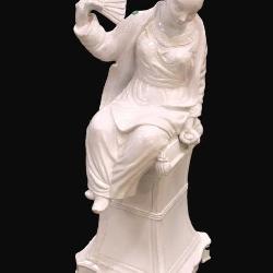 Lot 652:Italian 2 part porcelain glazed lady on pedestal made in Italy
