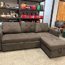 Charcoal Gray Corner Sofa w/ Chaise & Trundle