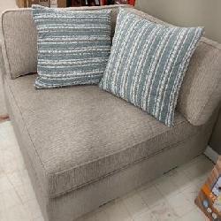 Lazzara Crandall Pewter Chenille Fabric Upholstery Corner Seat
