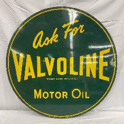 30-Inch Metal Double-Sided Valvoline Motor Oil Sign, Dated 1957