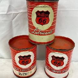 Three Phillips 66 1-Pound Grease Cans