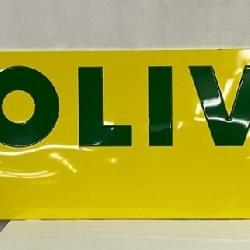 94 1/2 x 23-Inch Metal Embossed Oliver Tractor Sign with Wooden Frame