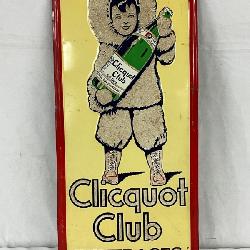 Embossed Clicquot Club Beverages Metal Sign, 9in x 20in