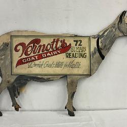 Painted Wooden Trade Sign for Vernott’s Goat Dairy, 30×20 Inches