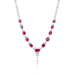 Lot #8249 Ruby & Diamond Necklace-GIA Certified