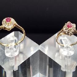 10k Gold Ruby & Diamond Rings Duo
