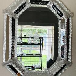 Venetian Murano Glass Etched Mirror