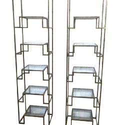 Lot 146:  Nice PR quality modern metal & glass open etageres www.SouthJerseyAuction.com