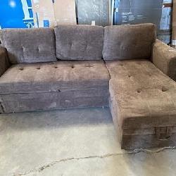 84.85 in. Reversible Microfiber Sleeper Sectional Sofa