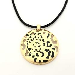 Cartier Panther Black Spotted Leopard 18K Gold & Black Rope Pendant Necklace