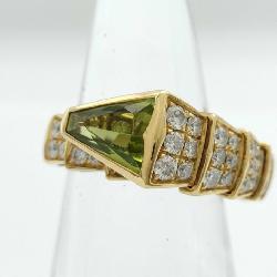 Bulgari Serpenti Green Peridot & Diamond Pave Snake 18K Yellow Gold Ring