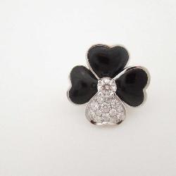 Van Cleef & Arpels Cosmos Black Onyx & Diamond 18K White Gold Brooch