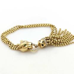 Cartier Panther Leopard Diamond Bead Tassel Unique 18K Gold Bracelet