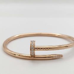 Cartier Juste Un Clou Nail Diamond Pave 18K Rose Gold Bangle Bracelet